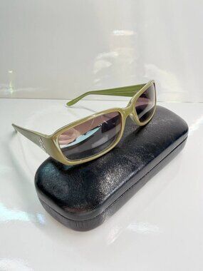 SMITH Olive Green Rectangular Sunglasses with Pink-Tinted Lenses